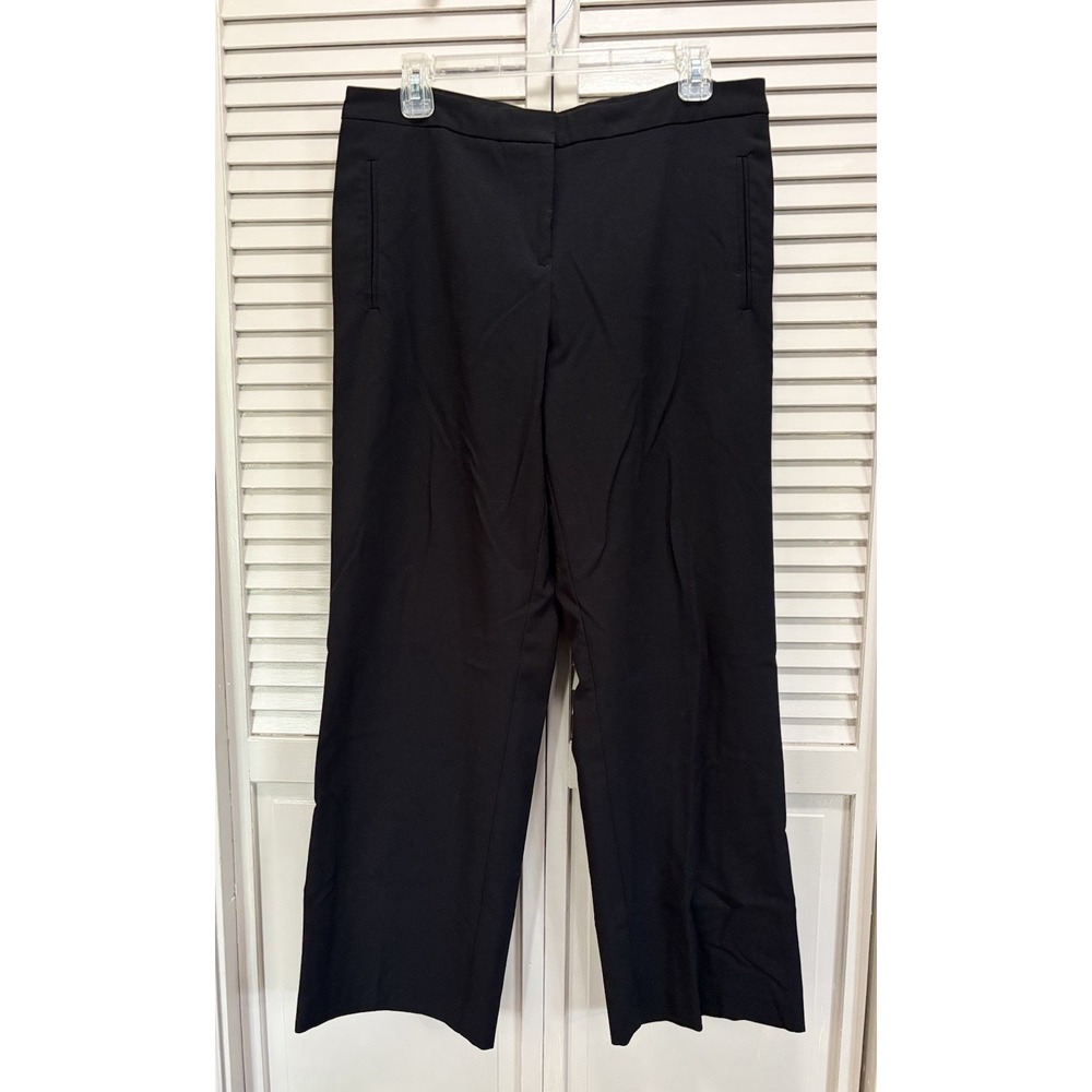 George Blk Straight Dress Pants Flat Front Zip Size 12 Petite Mid Rise Pockets